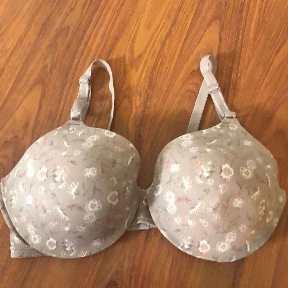 Warners Taupe floral, print bra, 34D lightly padded underwire